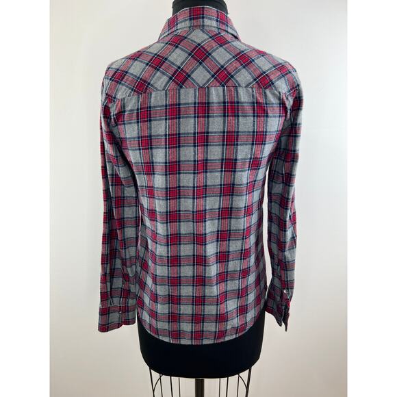 J. Crew Red Gray Tartan Plaid Long Sleeve Button-Down Boy Shirt Size 00 - Picture 3 of 6